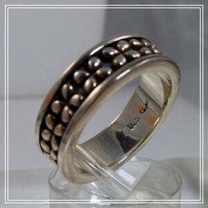 Vintage 1990's Sterling Silver Band Ring Size 7.25 Black Oxidized 6mm Thailand